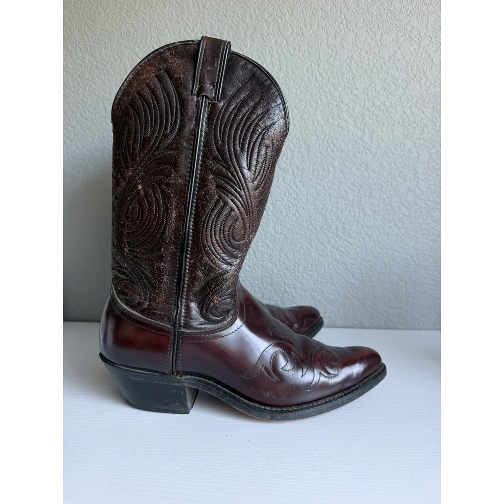 Laredo 2637 Men's 8.5 D Burgundy Leather Western Cowboy Boots Made in USA
